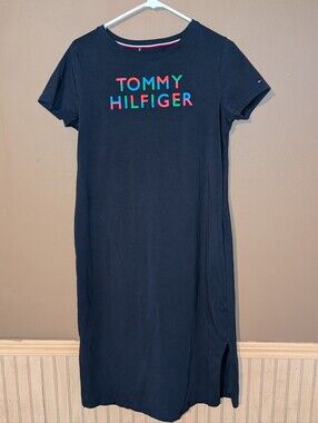 Tommy Hilfiger Navy Short Sleeve Logo Dress